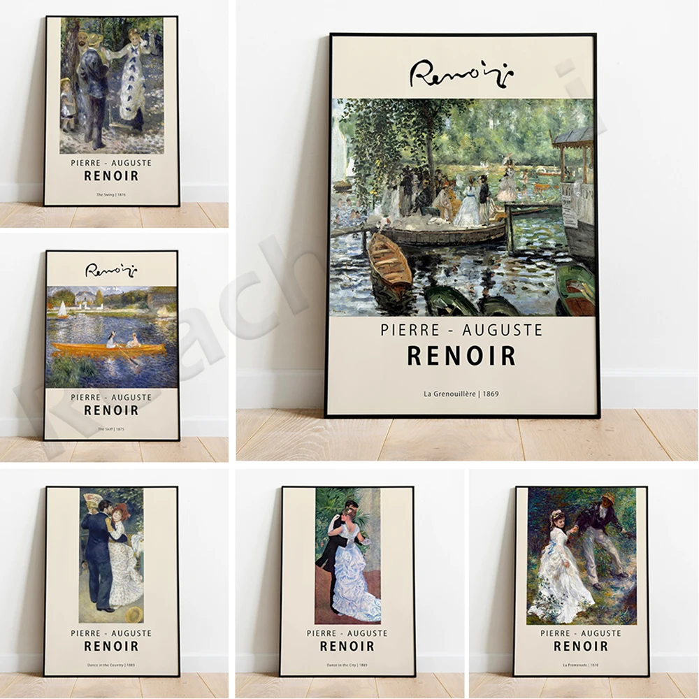 1 Stück rahmenloses Leinwandgemälde Pierre-Auguste Renoir – Tanz im Land – 1883 – Kunstdruck, Renoir Vintage-Kunstposter, Renoir