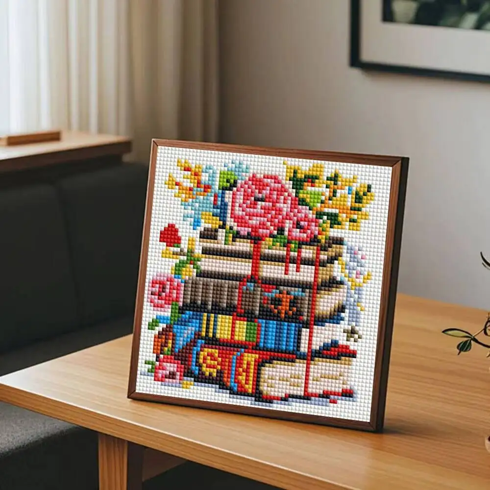 Huacan 12 stuks landschap mini diamant schilderij boek bloem 5D vierkante diamant mozaïek dier handgemaakte vakantie cadeau muur home decor