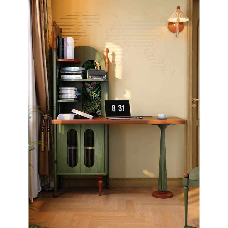 

Solid wood desk, small bedroom French retro corner desk