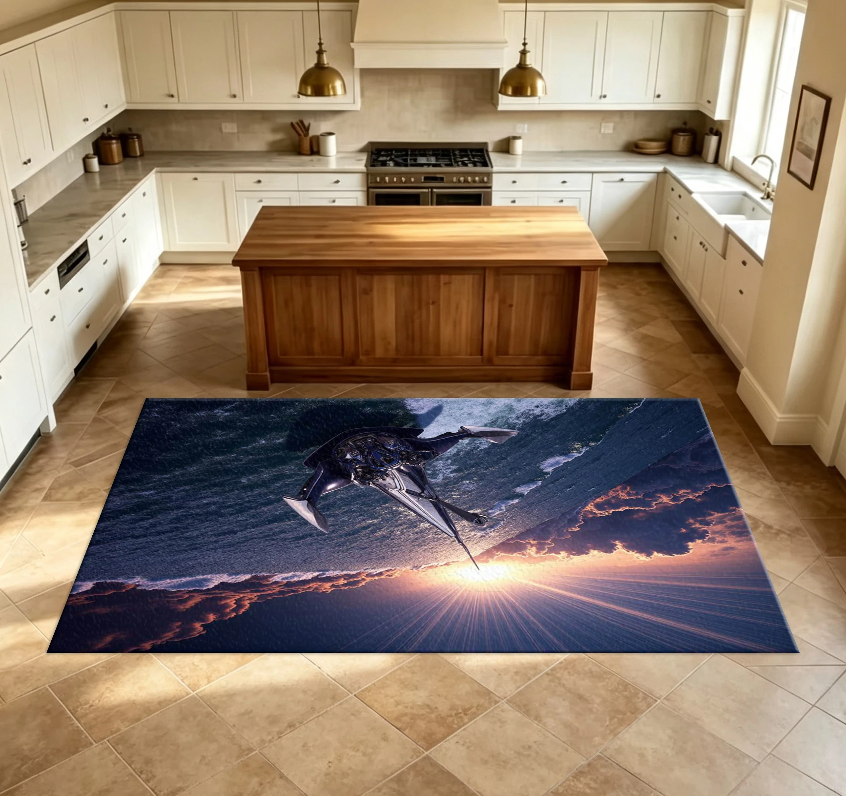 Sci-Fi Futuristic Design Carpet Floor Decoration Mat, Suitable for Indoor Home Spaces