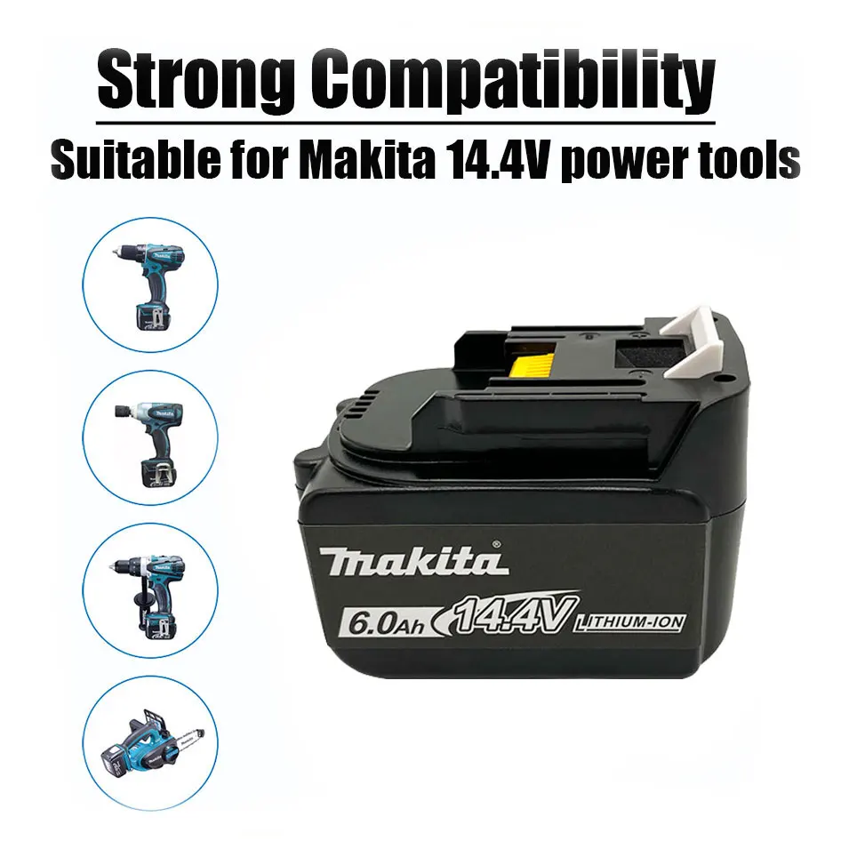 Original Makita 6000mAh 14.4V Rechargeable Li-ion Battery For Makita 14V Power Tools 6.0Ah Batteries BL1460 BL1430 1415 194066-1