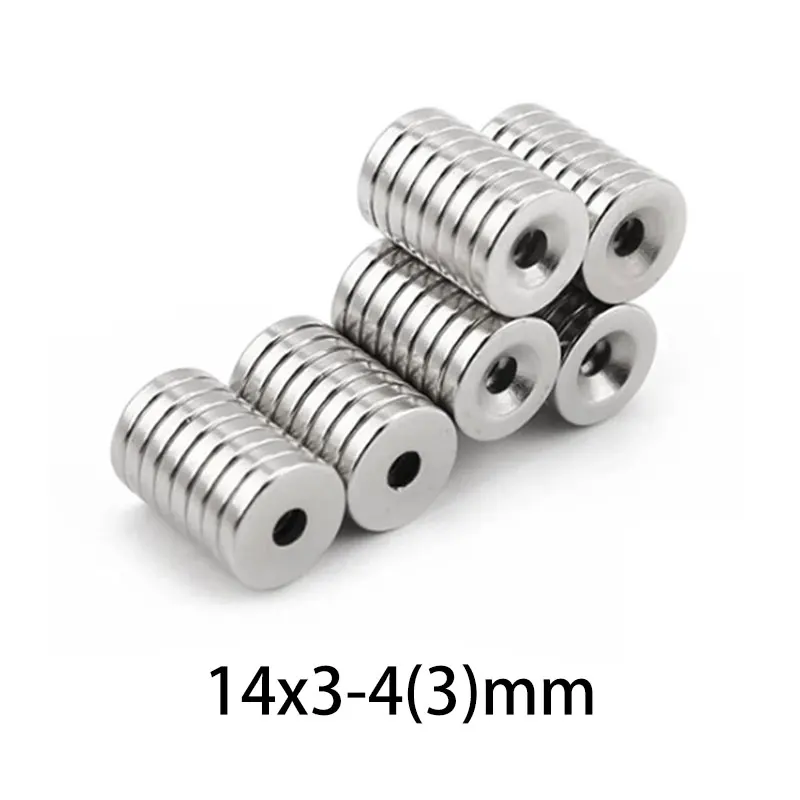 5/10/20/50/100PCS 14X3-3 mm Small Round Strong Powerful Magnets 14X3 Hole 3mm 14x3-3mm Countersunk Neodymium Magnet Disc 14*3-3