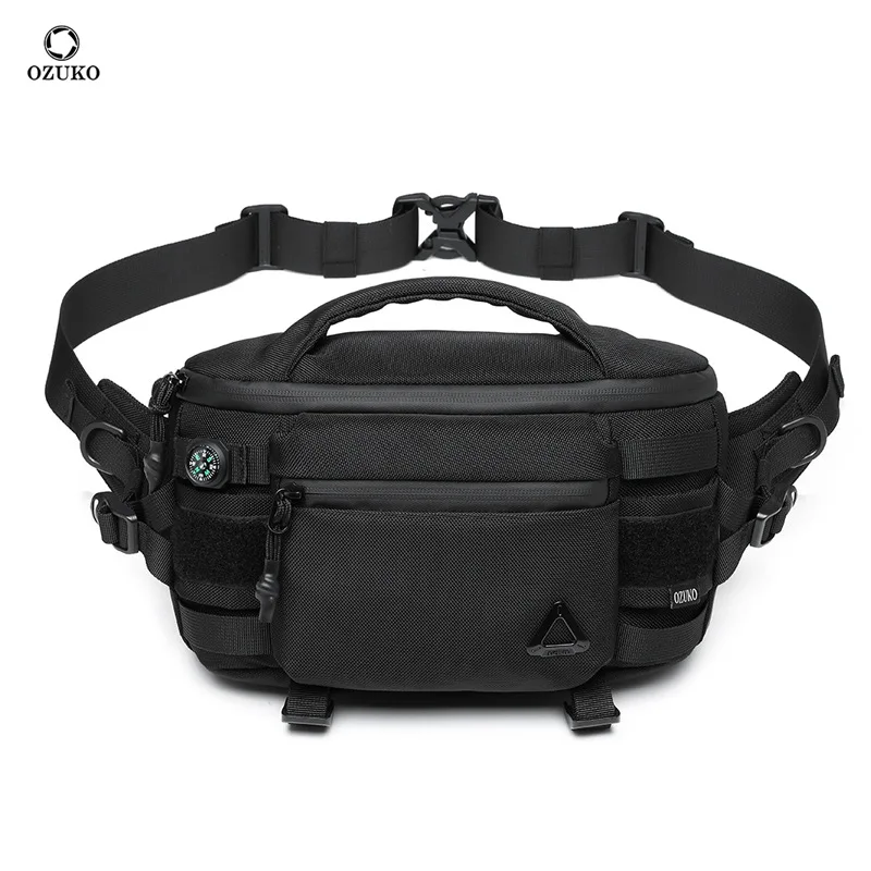Oxford cloth durable men's waist bag, lightweight and multi-pocket, lightweight commuting large-capacity travel chest bag