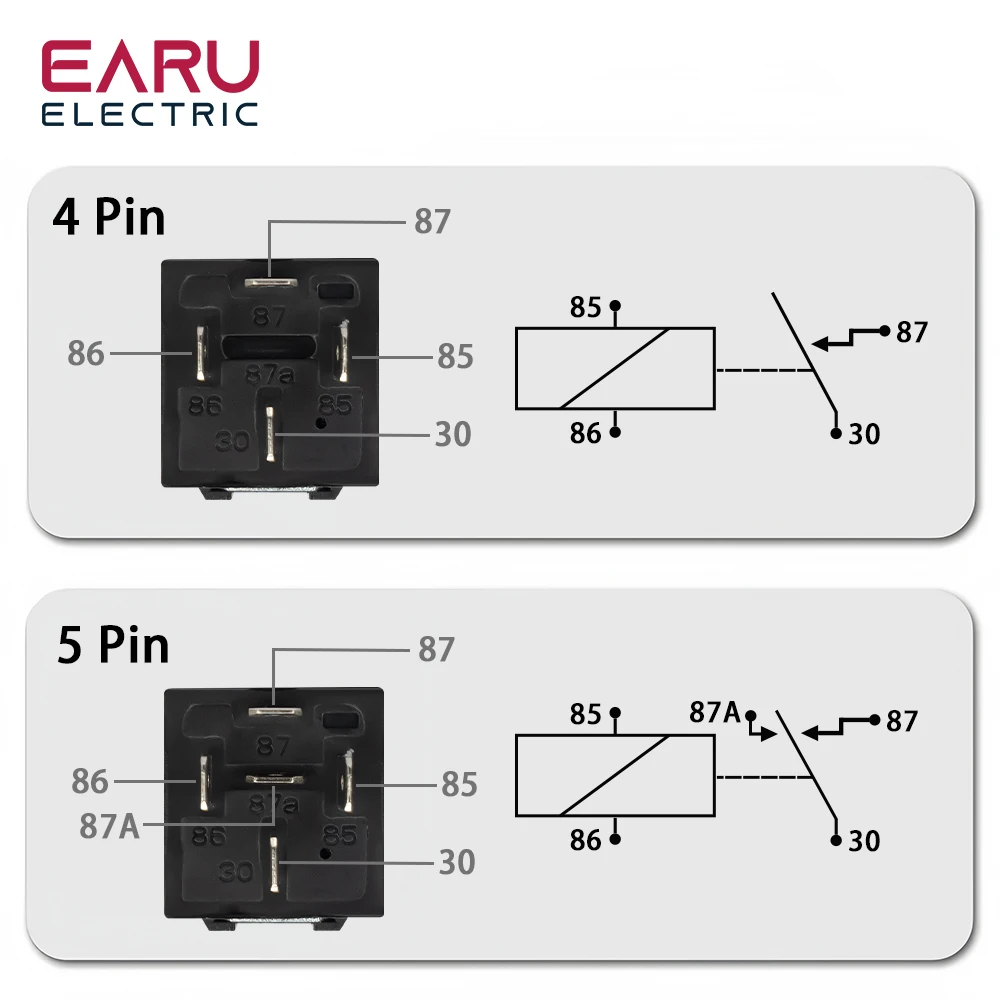 4 5 Pin 4P 5P 40A Waterproof Car Relay Long Life Automotive Relays Normally Open DC 12V/24V Relay For Head Light Air Conditioner