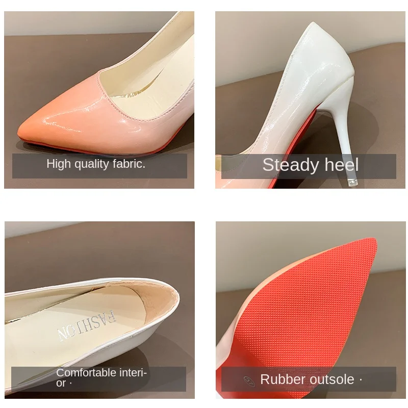 New Luxury Pumps Women High Heel Shoes Female Fashion Patent Leather Sexy Pointed Toe Thin Heel Wedding Shoes