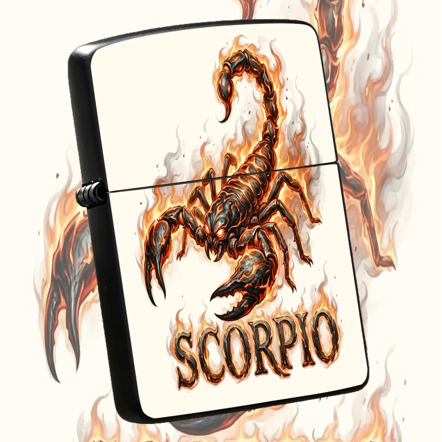Fiery Scorpio Themed Windproof Lighter, Cool Dark Scorpio Pattern Zodiac Sign Portable Ignition Device, Stylish Flame Printed Daily Accessory, Ideal Versatile Present For Scorpio Enthusiasts, Suitable For All Kinds Of Scenarios And Daily Us