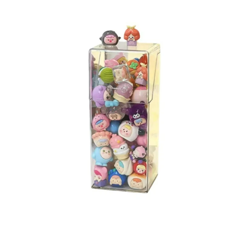 صندوق تخزين على شكل شخصية Mengli، صندوق عرض مقاوم للغبار مع غطاء، حامل عرض أكريليك شفاف، صندوق أعمى لسطح المكتب، صندوق تخزين