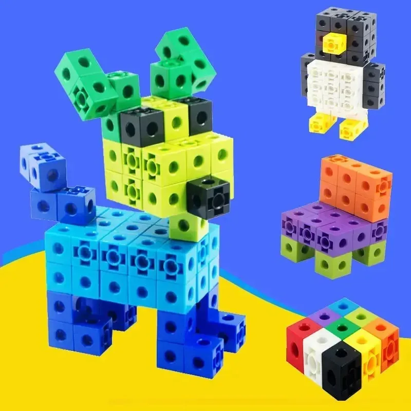 100PCS Set Linking Cubes Math Manipulatives Kids Learning Counting Blocks Montessori Educational Brain Development Toys