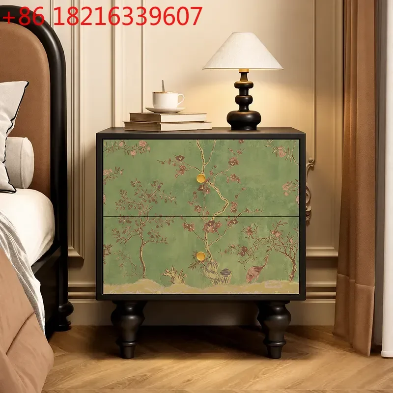 YAONew Chinese Style Solid Wood Bedside Table Bedroom Drawer Cabinet Simple Modern Multi Functional Storage Cabinet