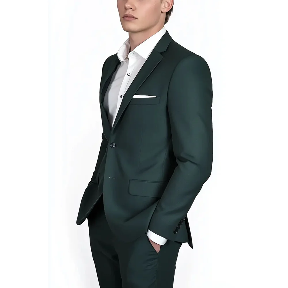 

Men's Suit Set 2 Piece Chic Single Breasted Business Casual Office Outfits Wedding Party Solid Color Formal Male Suit 2025