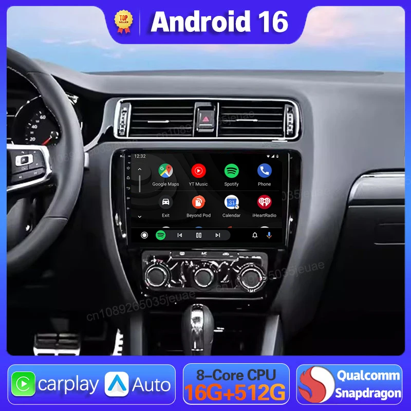 Android 16 Car Radio For Volkswagen VW Sagitar Jetta 6 Bora 2011 2012-2018 Carplay Auto GPS Multimedia 2 Din Player Video Stereo