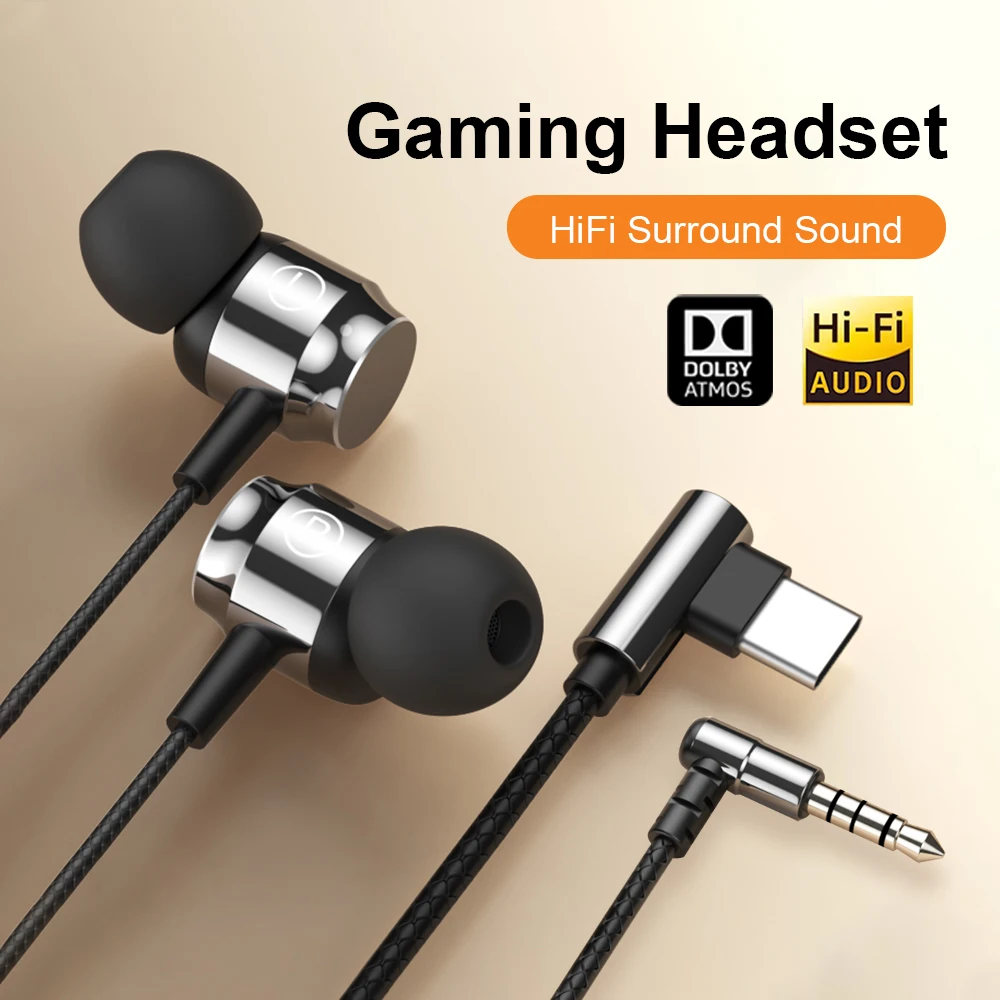 

Digital Chip Wired Gaming Headset Type C 3.5mm HIFI Heavy Bass In-Ear Headphones For Samsung Galaxy iPhone 16 iPad Huawei Xiaomi