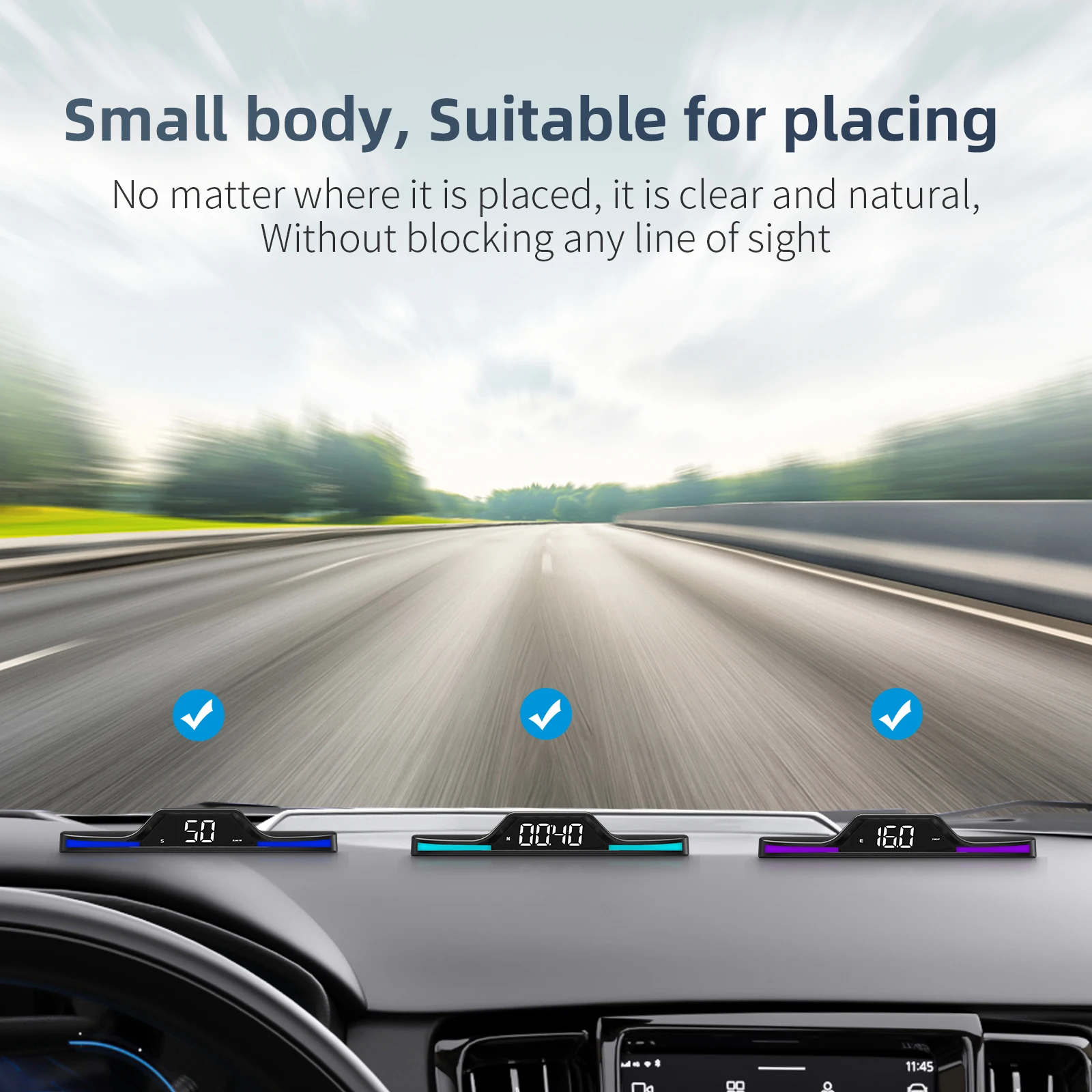 G15 HUD Car Head Up Display GPS Speedometer Speed KMH MPH Clock Satellites Number Driving Distance Universal Replacement Parts