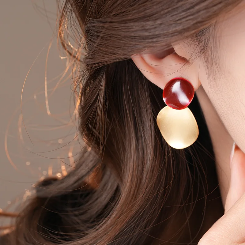 أقراط على شكل منفذ غير منتظمة على طراز منفذ، أقراط عالية الإحساس، كل شيء مناسب للارتداء اليومي #2