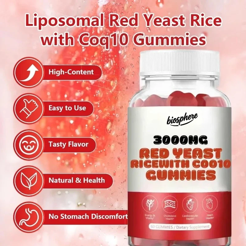 Liposome Red Yeast Rice 3000mg Soft Candy Containing Coq10 provides overall health support