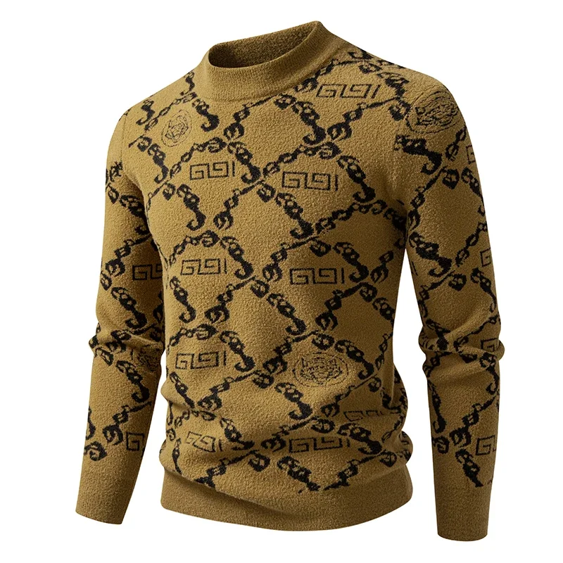 

New High Quality Men's Thick Warm Fashion Long Sleeved Casual Pullover Knitted Sweater