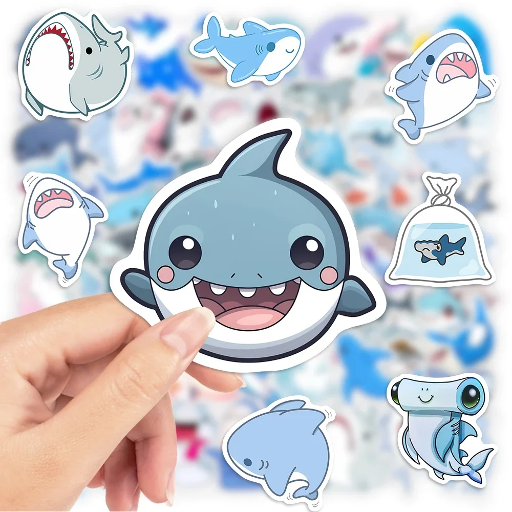 Cute Cartoon Shark Stickers Animal DIY Gift Toys Waterproof Decal for Laptop Scrapbook Phone Luggage Bottles Decorative