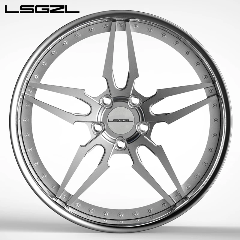 Personalizado 2 piezas 3 piezas de aleación forjada plato cóncavo profundo 20 22 24 26 pulgadas 5x114,3 5x112 6x130 5x130 5x120 5x127 llantas cromadas
