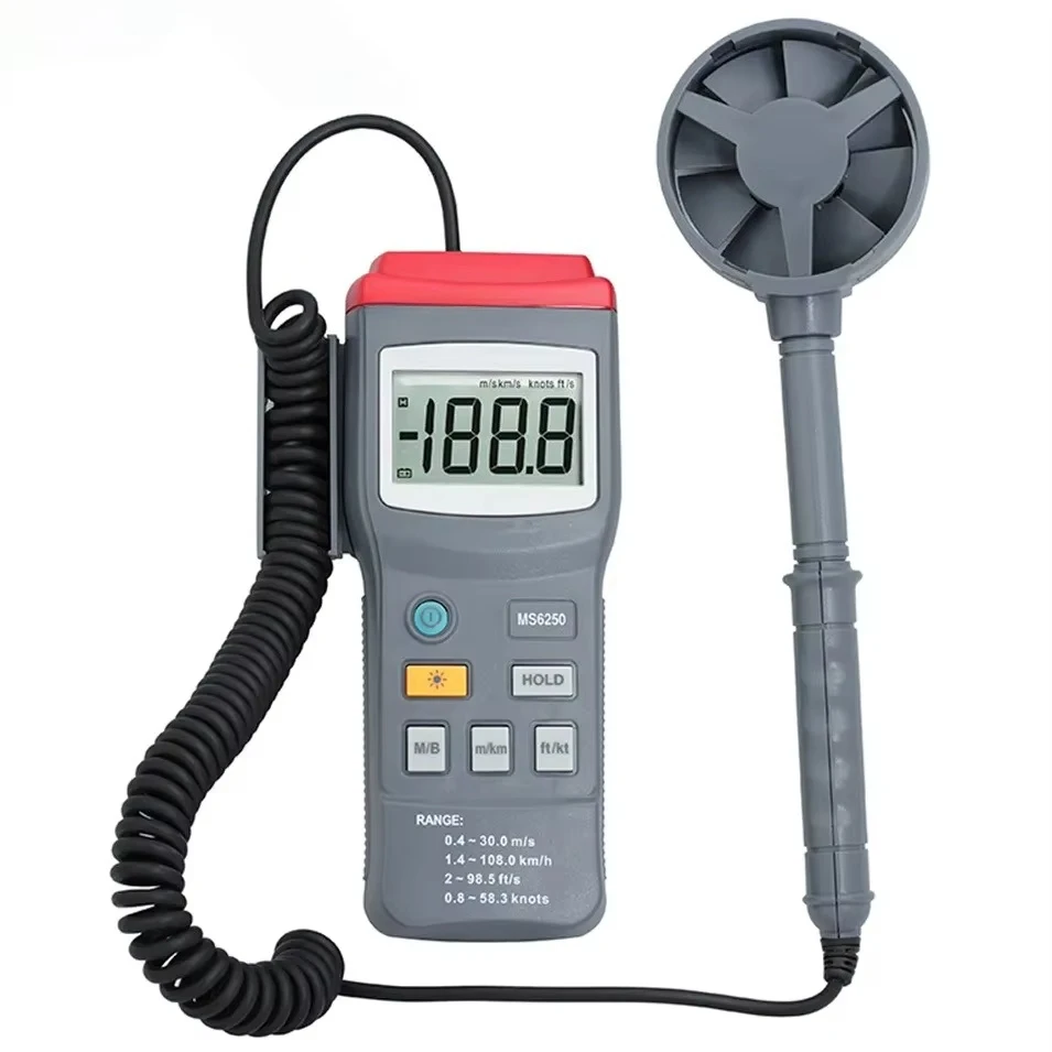 

New High Sensitivity Digital Anemometer Air Velocity Wind Speed Meter Gauge MS6250 LCD Backlight Portable Measuring Instrument