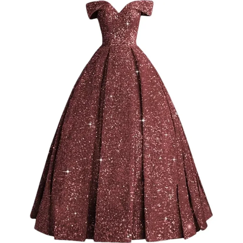 Sukienka balowa z odkrytymi ramionami i cekinami dla nastolatek, sukienka balowa plus size, błyszcząca, elegancka sukienka wieczorowa dla dorosłych, nowy elegancki styl 2026