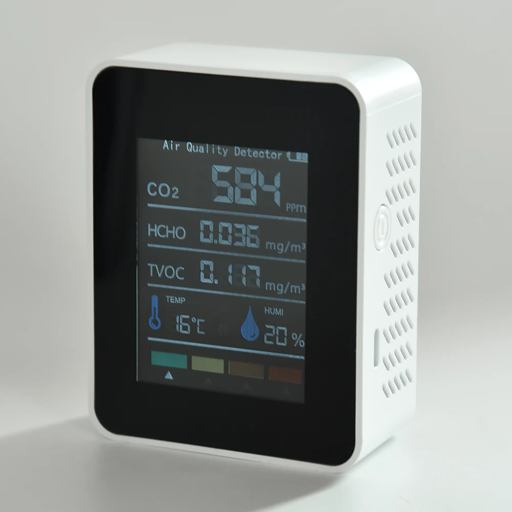 Practical Useful Brand New Air Quality Monitor 1200mAh Battery 5V LED Digital Display Replacement ABS Material