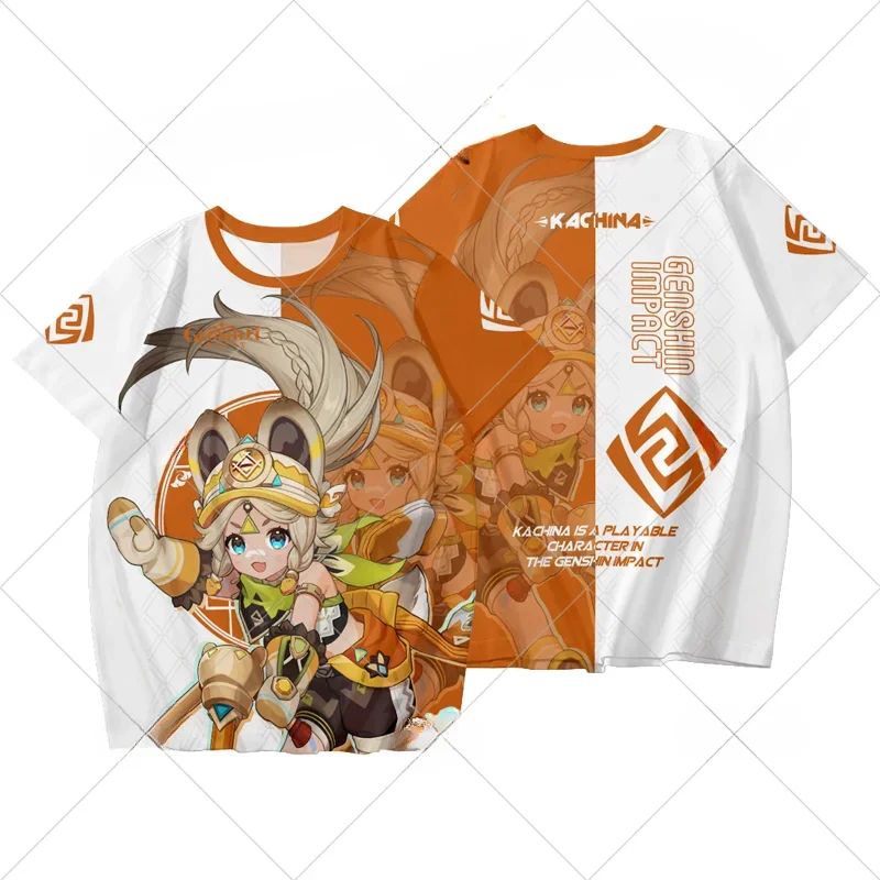 Spel Genshin Impact 3d Print T-Shirt Vrouwen Mannen Arlecchino Clorinde Kinich Kachina Mualani Sigewinne Charlotte Cosplay Kostuums