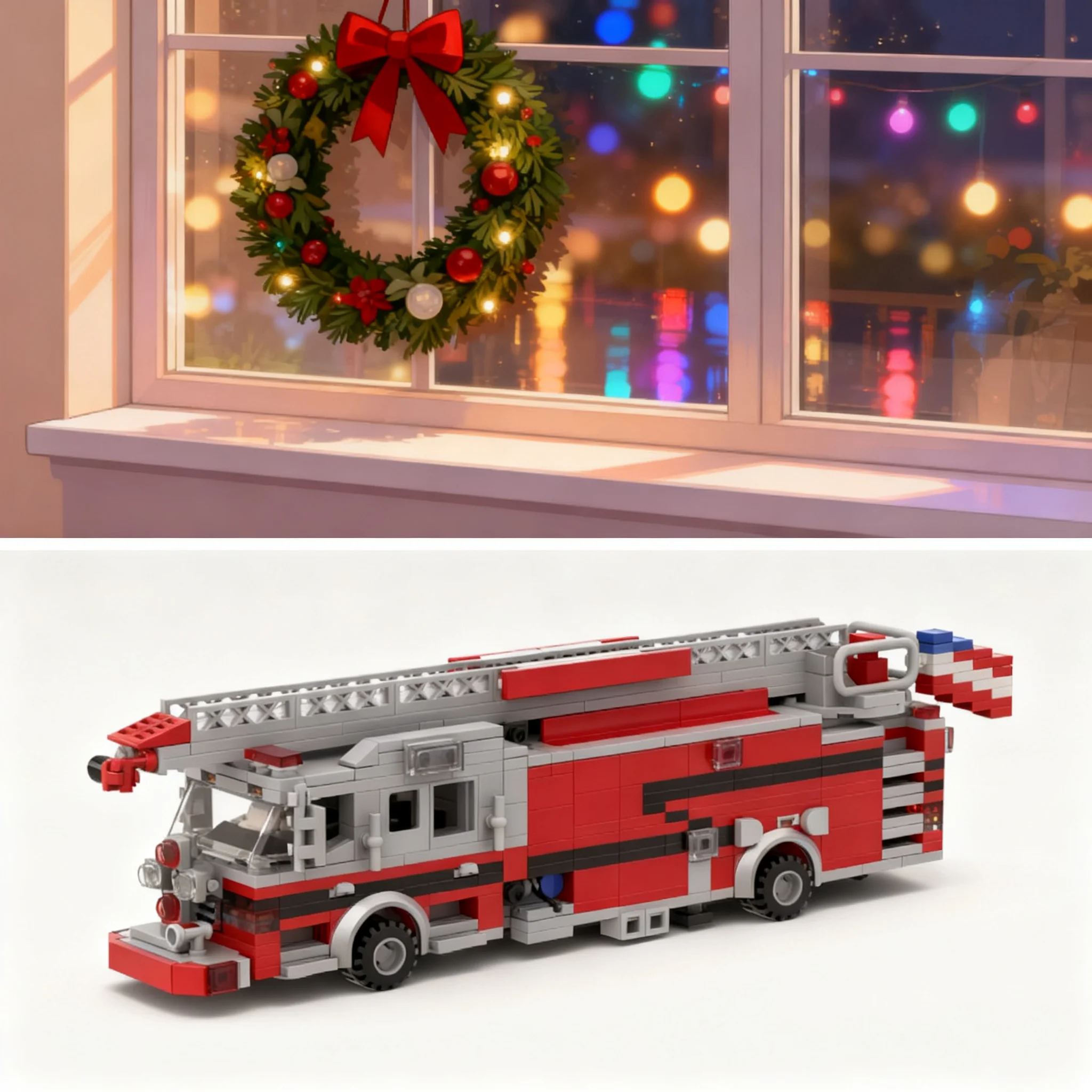 558pcs MOC Cars Fire Truck Broussard Ladder Model Building Blocks Architecture Toy Christmas Gift Art Education Craft Collection