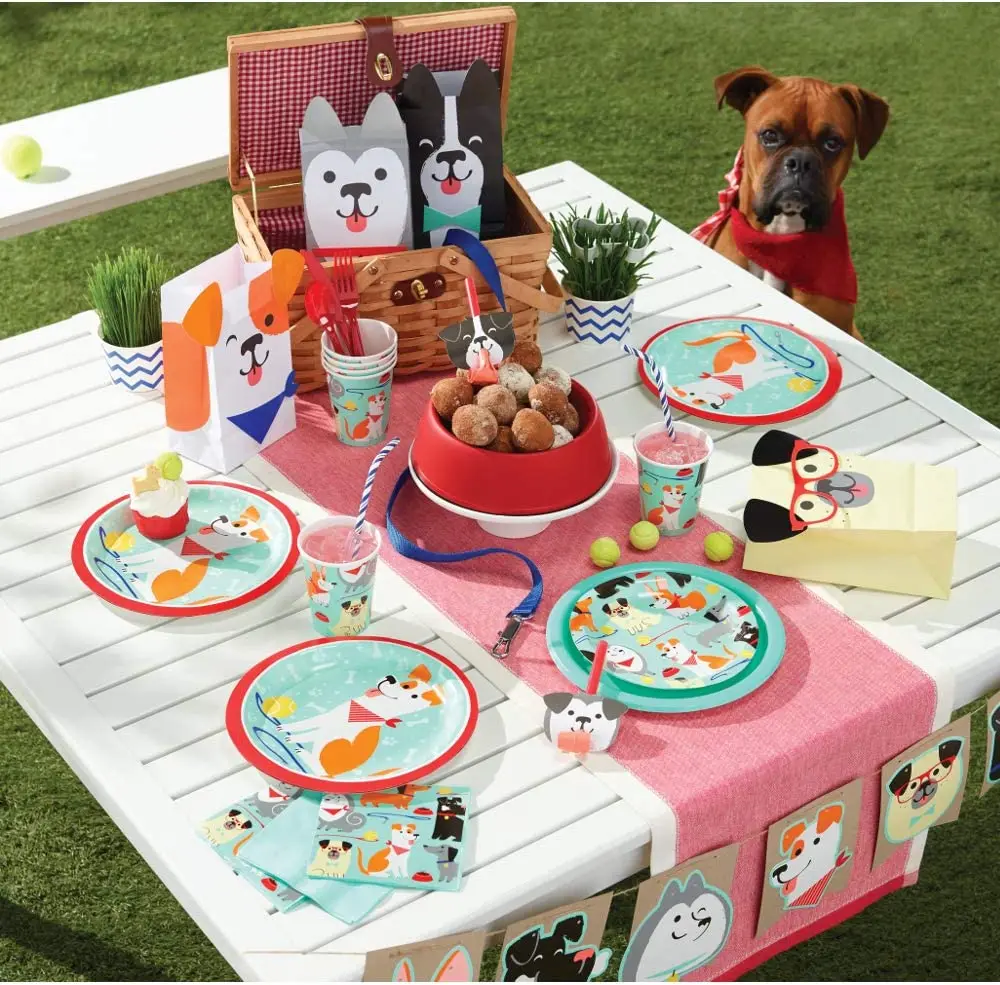 Cartoon Dog Dog Theme Disposable Tableware Cup Plate Napkin Kids Happy Birthday Baby Shower Supplies Cute Pet Party Decor