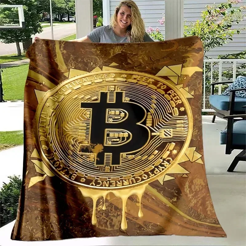 Bitcoin Virtual Currency NFT Soft Flannel Blanket for Beds Bedroom Sofa Picnic,Throw Blankets for Cover Outdoor Leisure Nap Gift
