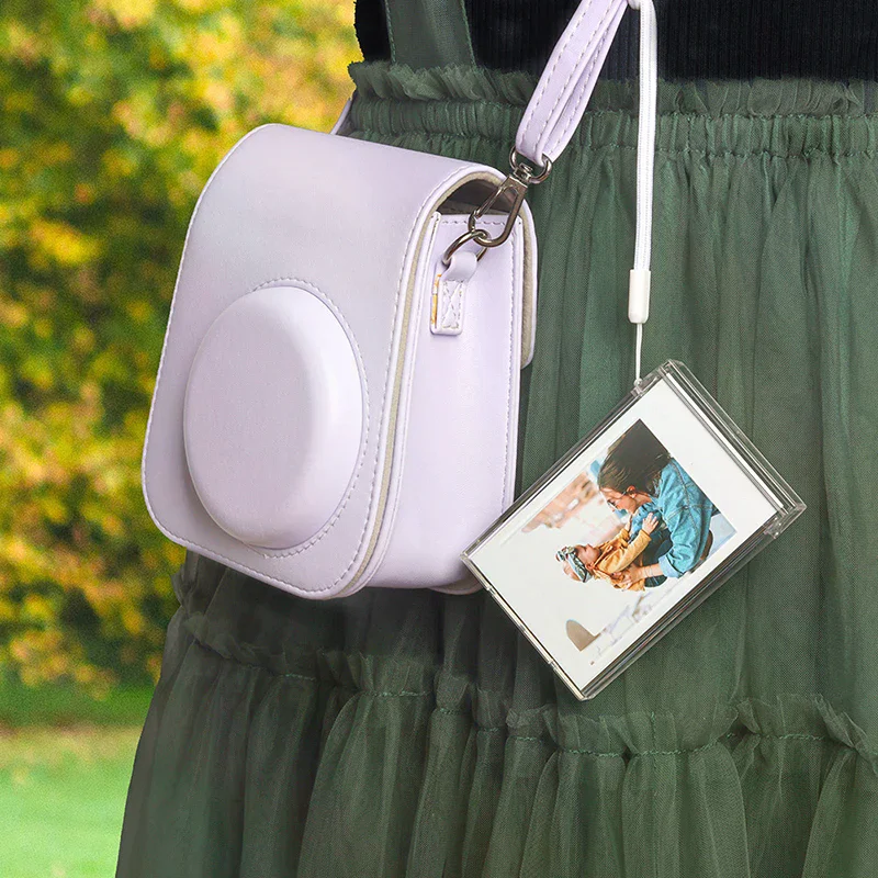 3-inch Film Clear Photo Storage Box Instant Camera Photo Case For Fujifilm Instax Mini 12/11/9/8/7 With Strap