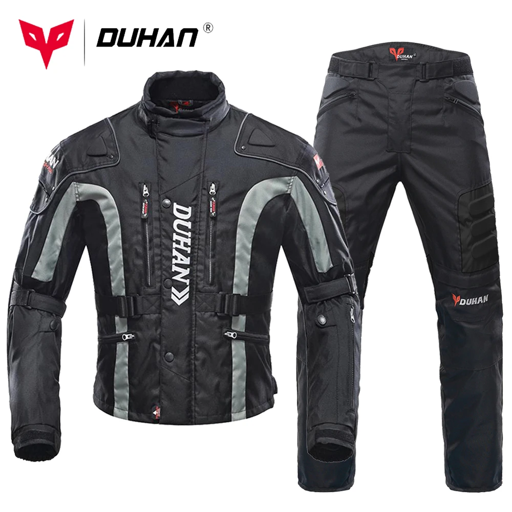 DUHAN-Veste de moto imperméable pour homme, pantalon de moto, veste de motocross d'hiver, équipement de protection, doublure amovible imbibée