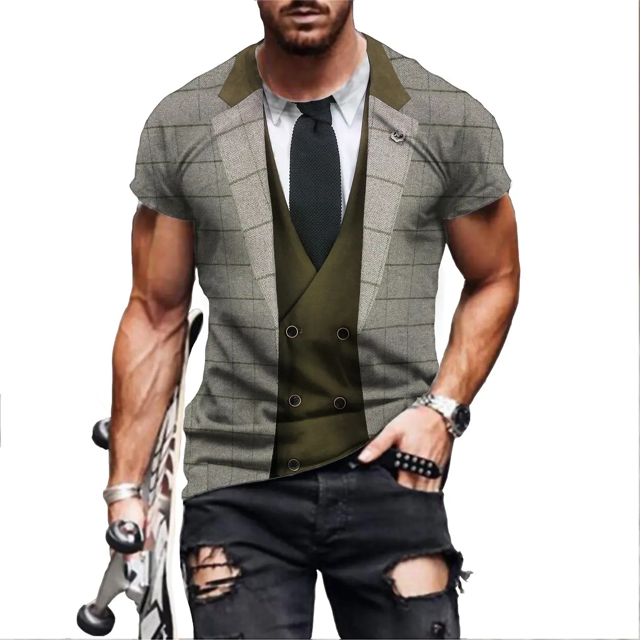 

Summer Funny Fake Suit 3D T Shirt Tuxedo Bow Tie 3D Printed Cosplay T Shirts 2025 Men Fashion Short Sleeve Streetwear Fake Suit