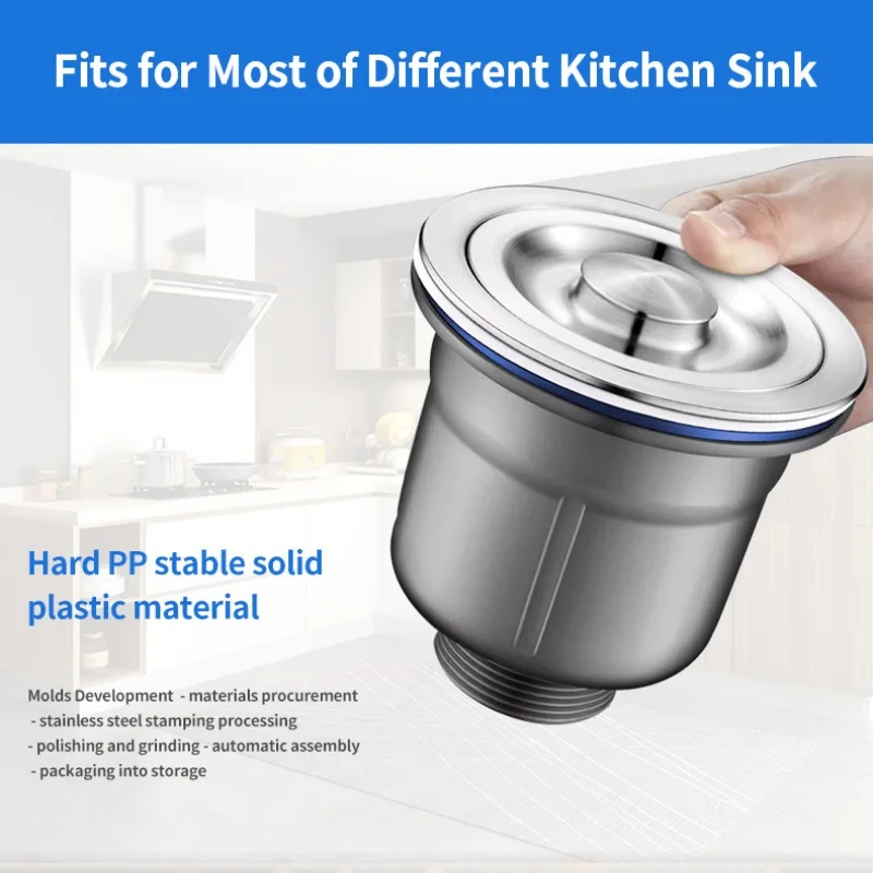 1PCS Stainless Steel Sink Drain Strainer Silver Sink Waste Pipe Filter Basket For Bathroom Kitchen Sink Drainage Accessories