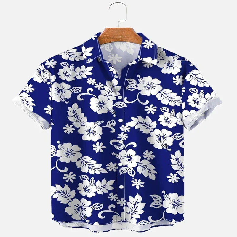 Flower Leaf Element shirt met korte mouwen 3D all-over bedrukt Hawaiiaans shirt voor heren en dames Casual shirt Unisex