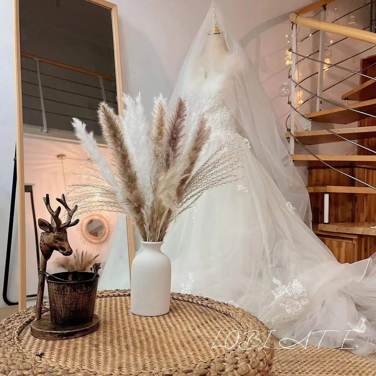 Dried Pampas Grass Decor,Rabbit Tail Grass Dry Flowers for Boho Home Decor Dried Flowers Bouquet for Wedding Floral Arrangements