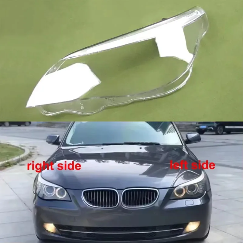 For 2004-2010 BMW E60 E61 5 Series With LED Light Eyebrow Headlight Shell Headlamp Transparent Lampshade Cover Lens Plexiglass