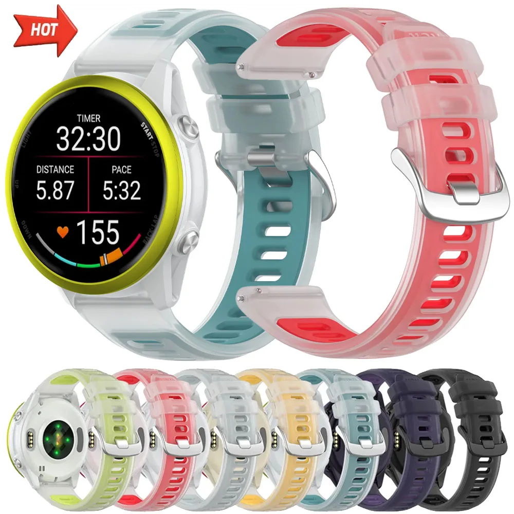 Cinturino in silicone per Garmin Forerunner 570 47mm 42mm/970/55 cinturino di ricambio bicolore semitrasparente per Vivoactive 6-5/Active 6