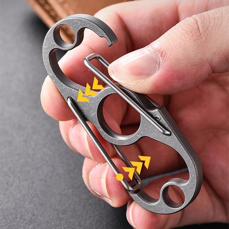 Titanium Carabiner Outdoor Keychain Car KeyChains Anti-Lost Quick Release Titanium Key Holder Key Organizer Heavy Duty for Men