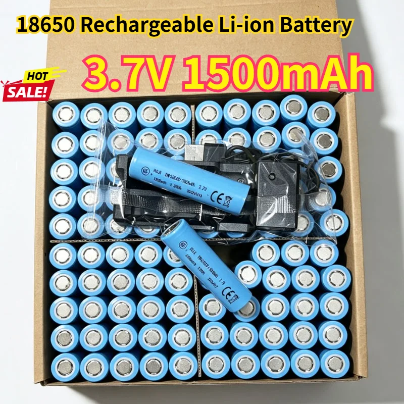 18650 Battery 3.7V 1500mAh Rechargeable Li-ion Battery - High Capacity for Power Tools Flashlights Toys Remote Control LED