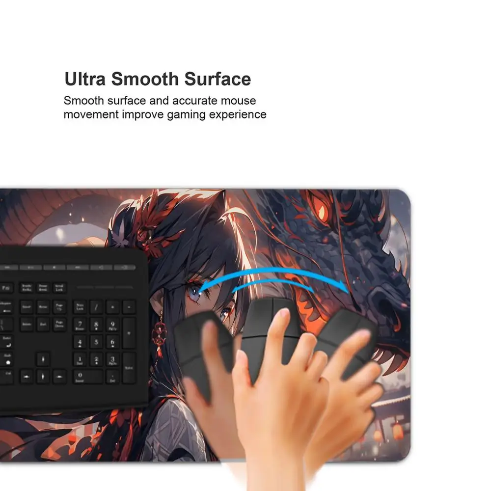 Anime Dragon Girl Mouse Pad XXL Gaming Accessories Office Gamer Keyboard Cartoon Desk Mat Non-Slip Laptop Large Rubber Mousepad