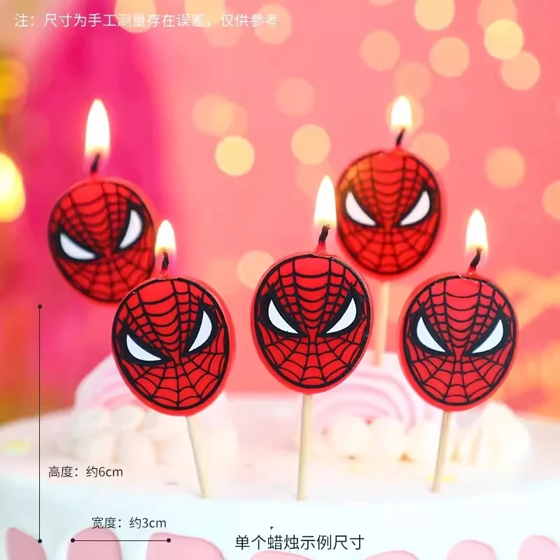 New 5Pcs/set  Spiderman Candles Anime Figures Boys Birthday Party Decor Candles Hulk Themed Bougies for Kids Boy Shower Gift