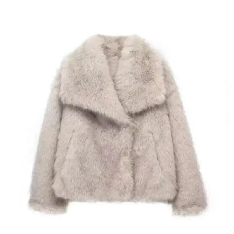 شتاء جديد موضة التدرج رقيق معطف الفرو المرأة شارع العليا الفاخرة كبيرة الفراء طوق فو الثعلب الفراء سترة معاطف الإناث