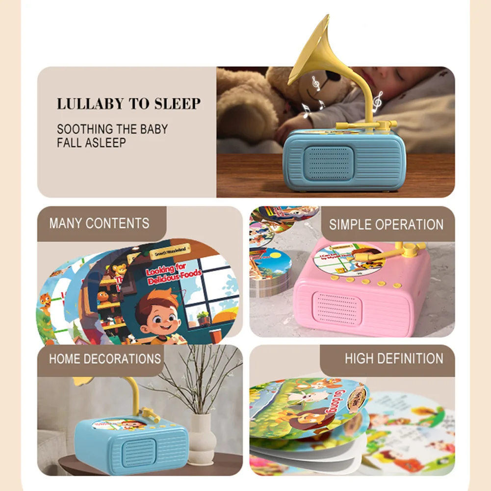 Toddler Record Player USB-C Charging Phonograph Story Music Player Music Kids Early Education Interactive Sensory Toys Gifts