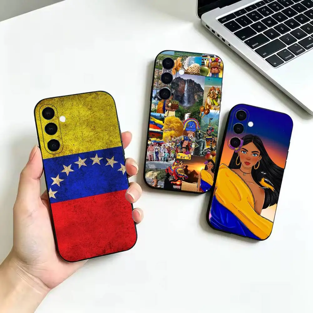 Venezuela Aesthetic Art Soft Black Cover, Fit for Samsung Galaxy A02S,A12,A22,A32,A42,A52,A21S,A31,A41,A51,A71,A72,A73,A30S