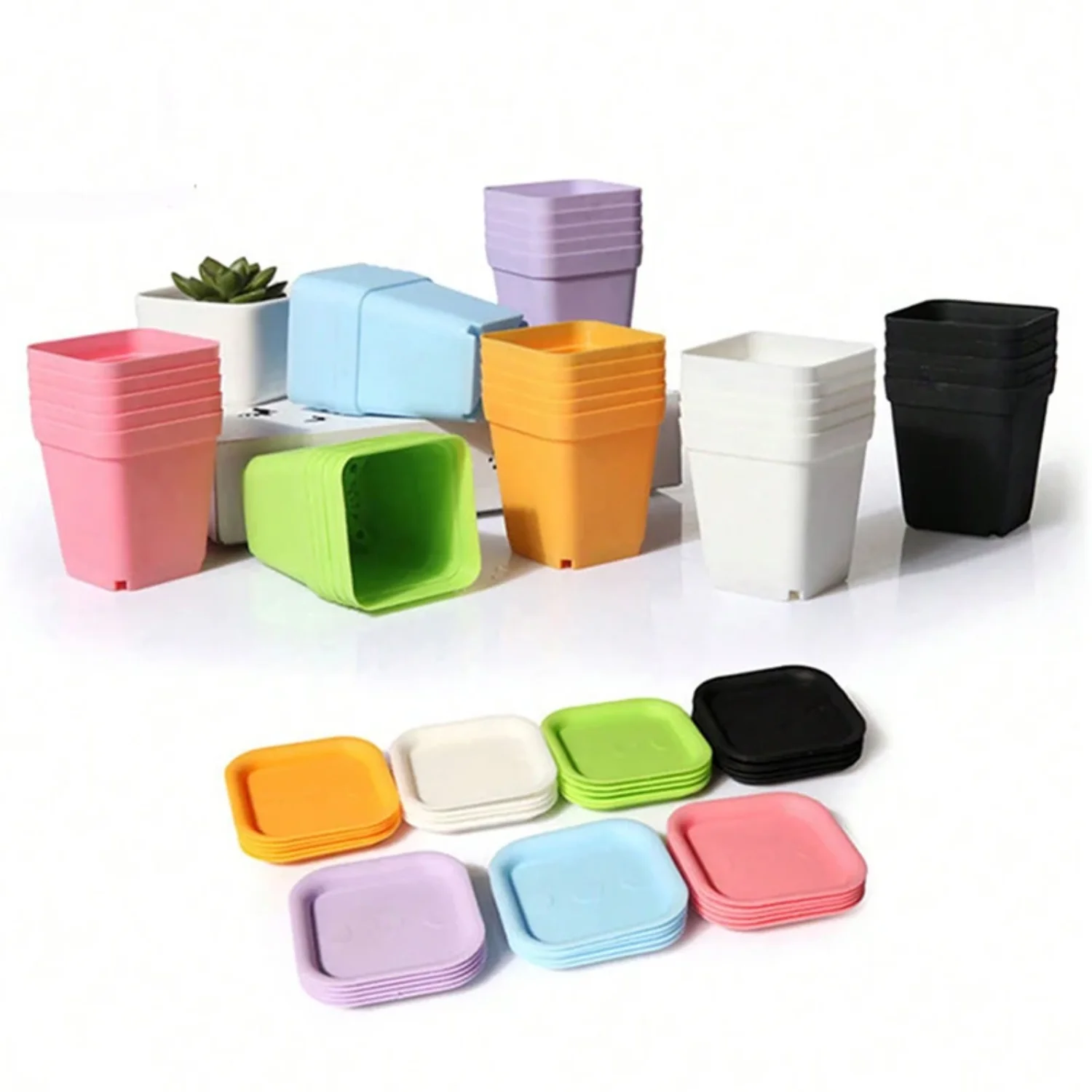 

10PCS Gardening Mini Small Square Pot Flower Pot Succulent Pot Little Black Square Plastic Pot Seedling Tray TMZ