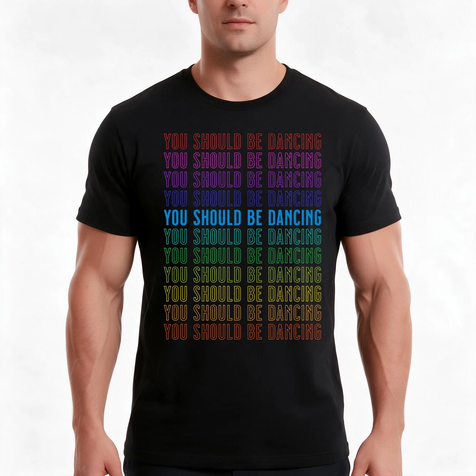 You Should Be Dancing Repeat T-Shirt, Summer Casual Cotton Tee, Oversized Streetwear Tops, Vintage Graphic Print, 100% Cotton