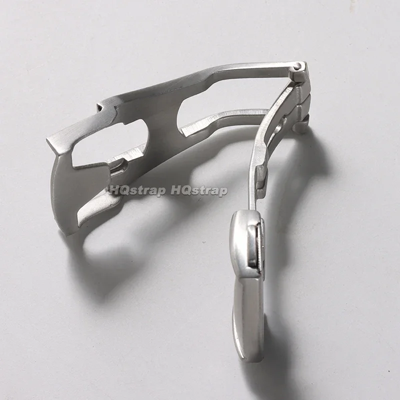 Hebilla de acero inoxidable sólido de 20mm para Omega, cierre plegable de doble presión, botón de despliegue plateado, accesorios de correa de reloj de Metal