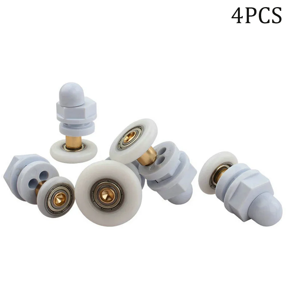 4PCS Bathroom Pulley White Shower Cabins Sliding Glass Door Glide Rollers 19mm-29mm Replacement Wheels For Glass Sliding Door