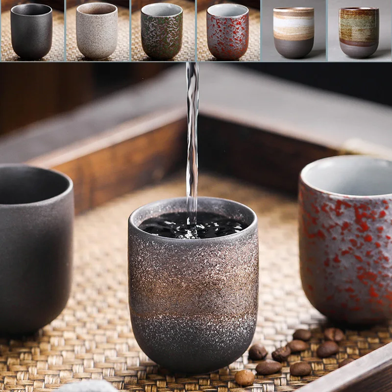 

2025 Superior Japanese Rough Ceramic Kung Fu Tea Cup 128ml Vintage Coffee Mug Heat-Retaining for Daily Use & Gift Coffee Cup Set