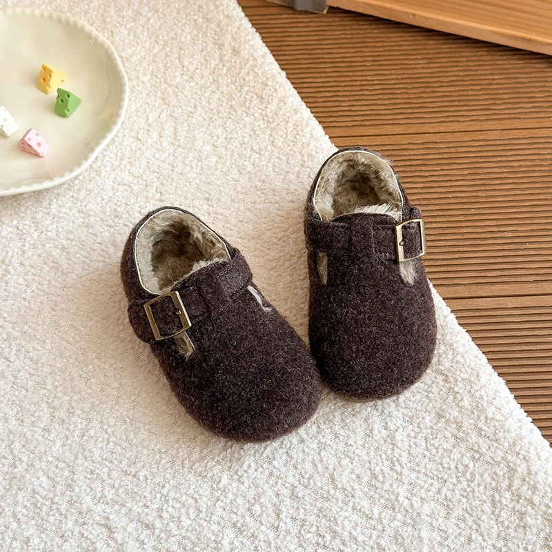2025 Winter Children's Shoes Girls' Soft Cushioned Cotton Shoes Warm Flat Shoes Soft soled Anti slip Comfortable Cotton Shoes